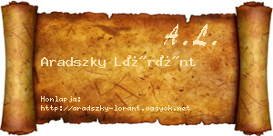 Aradszky Lóránt névjegykártya